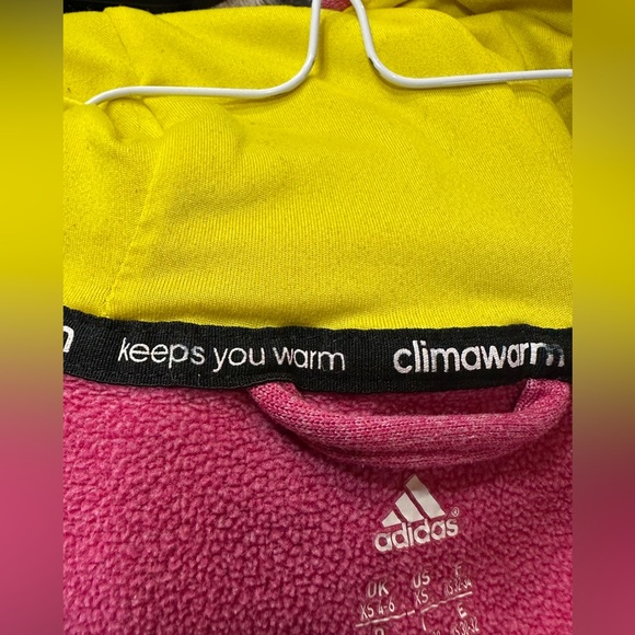 Adidas Women's Climawarm Pink Hoodie with Yellow Zipper - Picture 13 of 13